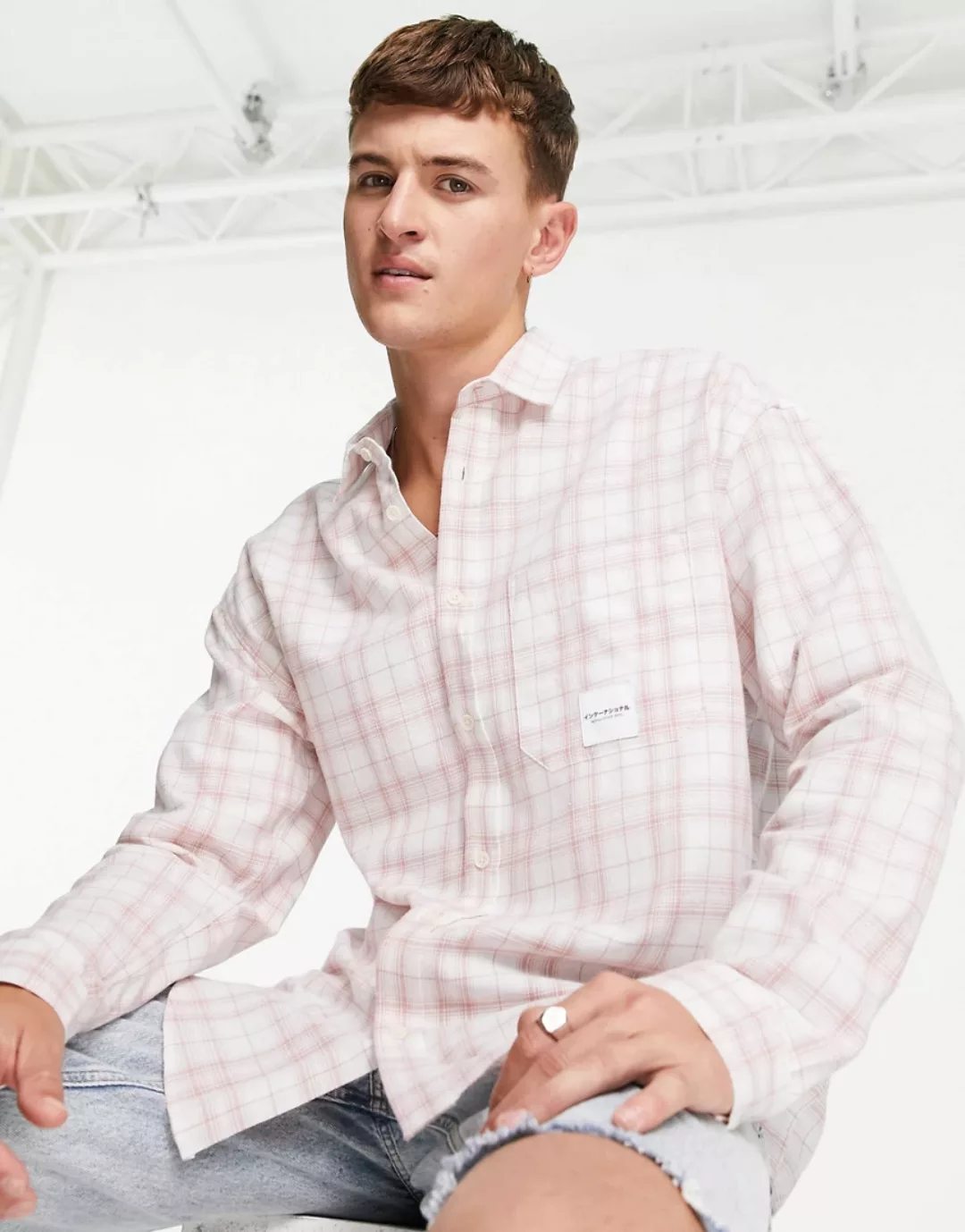 Topman – Lockeres Hemd mit Streifen in Rosa günstig online kaufen