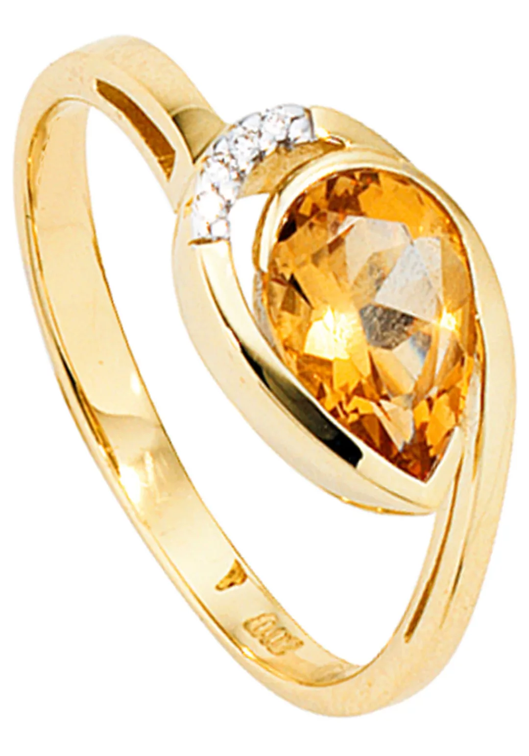 JOBO Diamantring, 585 Gold mit Citrin und 4 Diamanten günstig online kaufen