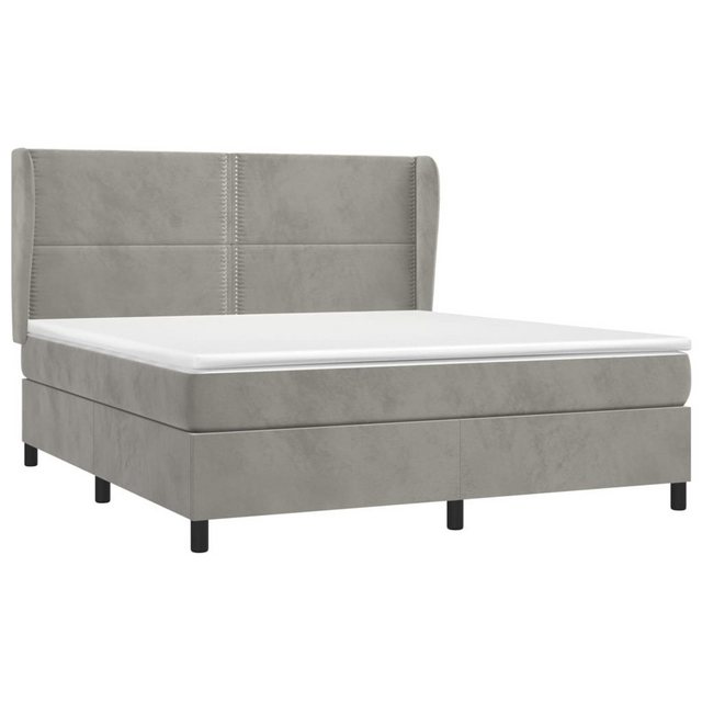 furnicato Bett Boxspringbett mit Matratze Hellgrau 180x200 cm Samt (1-tlg) günstig online kaufen