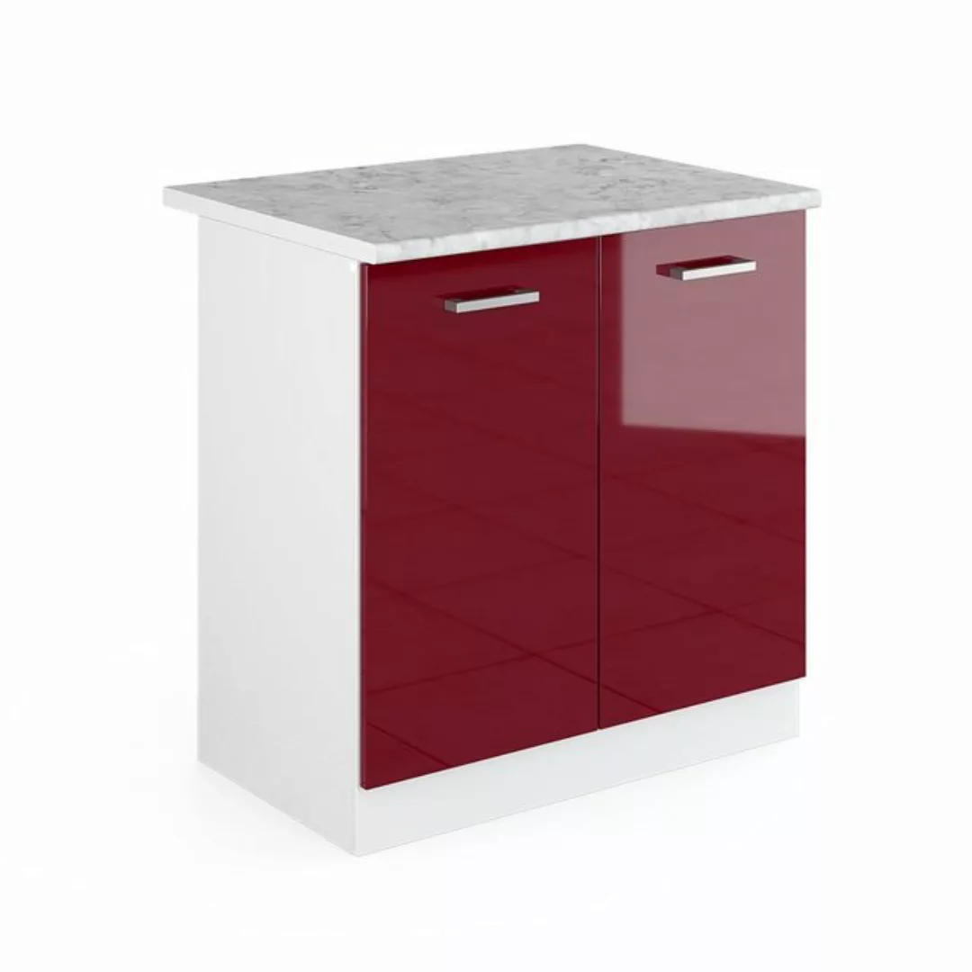 Vicco Spülenunterschrank 80 cm mit Arbeitsplatte Bordeaux Hochglanz bordeau günstig online kaufen