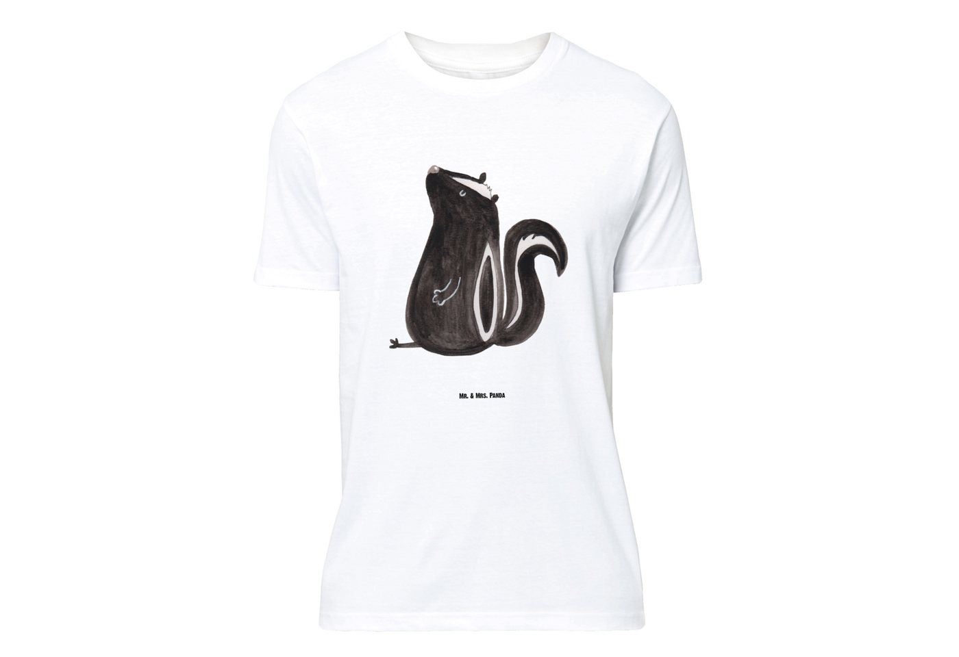 Mr. & Mrs. Panda T-Shirt Stinktier sitzend - Weiß - Geschenk, Skunk, Wildti günstig online kaufen