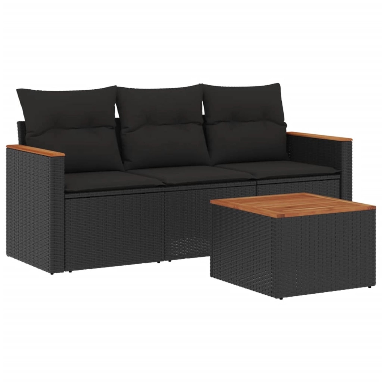 vidaXL 4-Tlg Garten-Sofagarnitur mit Kissen Schwarz Poly Rattan 3258163 günstig online kaufen