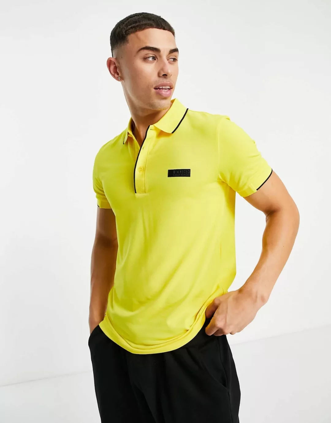 BOSS Athleisure – Paul – Polohemd mit Zierstreifen und schmaler Passform-Ge günstig online kaufen