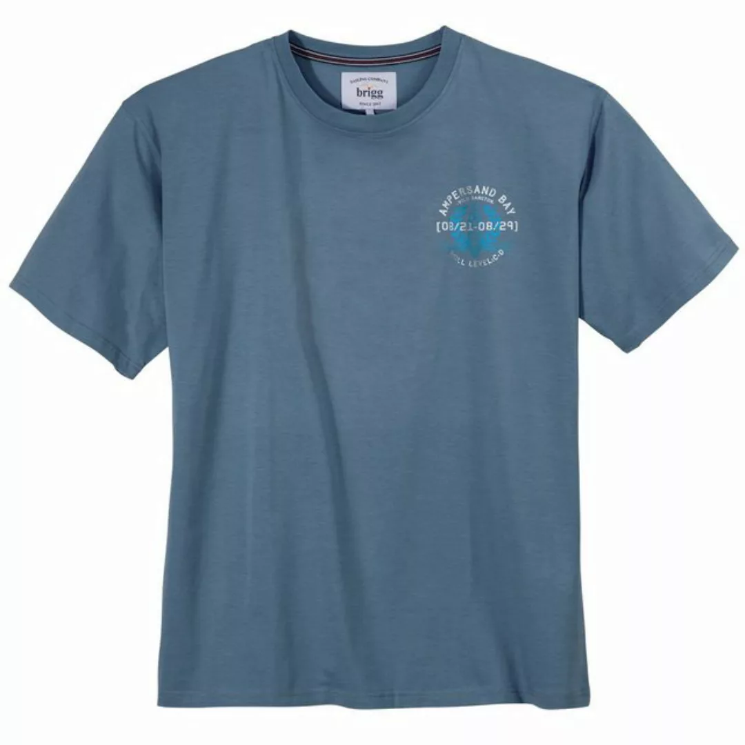 Brigg Rundhalsshirt Große Größen Herren T-Shirt blau melange maritim Brigg günstig online kaufen