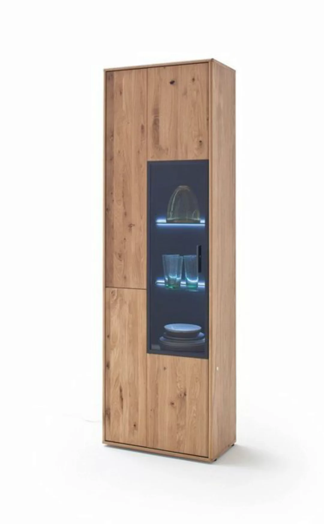 expendio Vitrine Pedro 4 Asteiche Bianco 64x207x37 cm montiert mit Beleucht günstig online kaufen