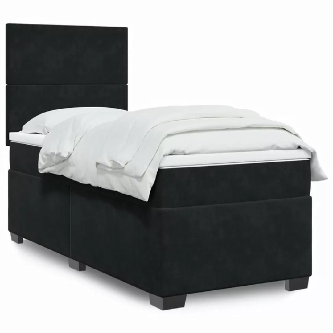 vidaXL Boxspringbett, Boxspringbett mit Matratze Schwarz 100x200 cm Samt günstig online kaufen