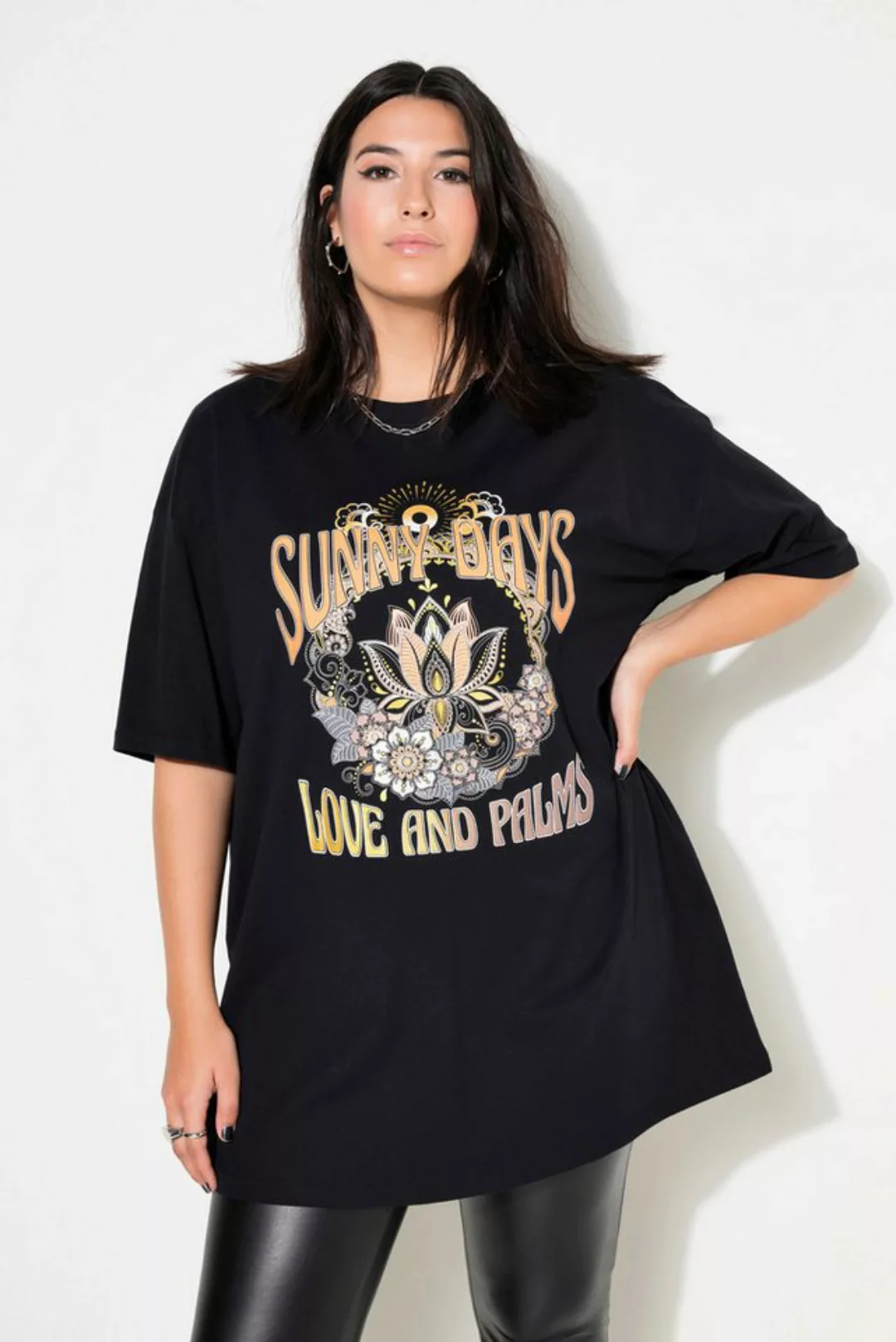 Studio Untold Rundhalsshirt T-Shirt oversized Print mit Stickerei günstig online kaufen