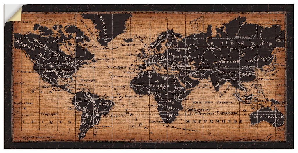 Artland Wandbild "Alte Weltkarte", Landkarten, (1 St.), als Leinwandbild, P günstig online kaufen