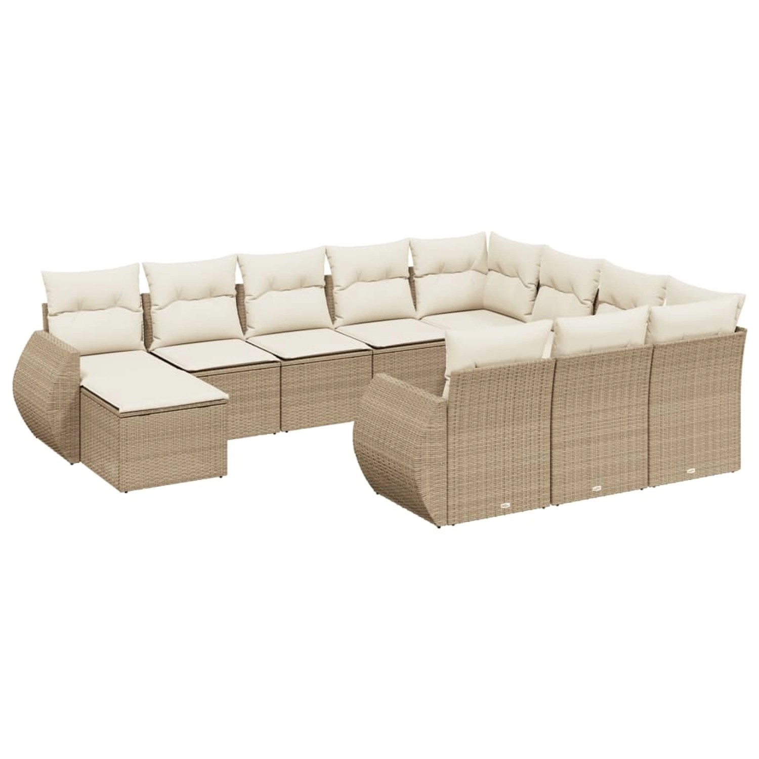 vidaXL 11-Tlg Garten-Sofagarnitur mit Kissen Beige Poly Rattan 3225190 günstig online kaufen
