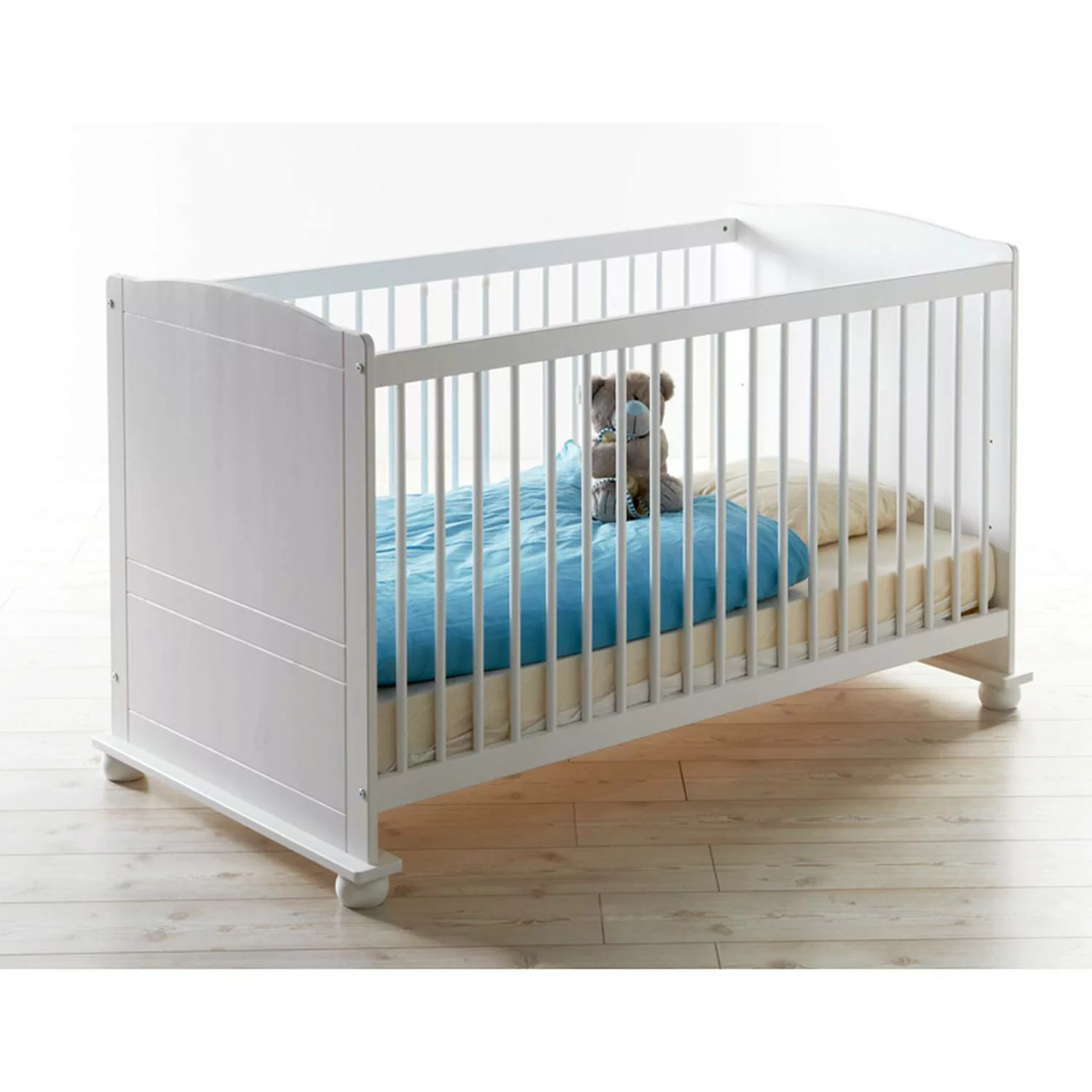 Babybett Gitterbett 70 x 140 cm LUZERN-22 massiv weiß B x H x T ca. 76,5 x günstig online kaufen