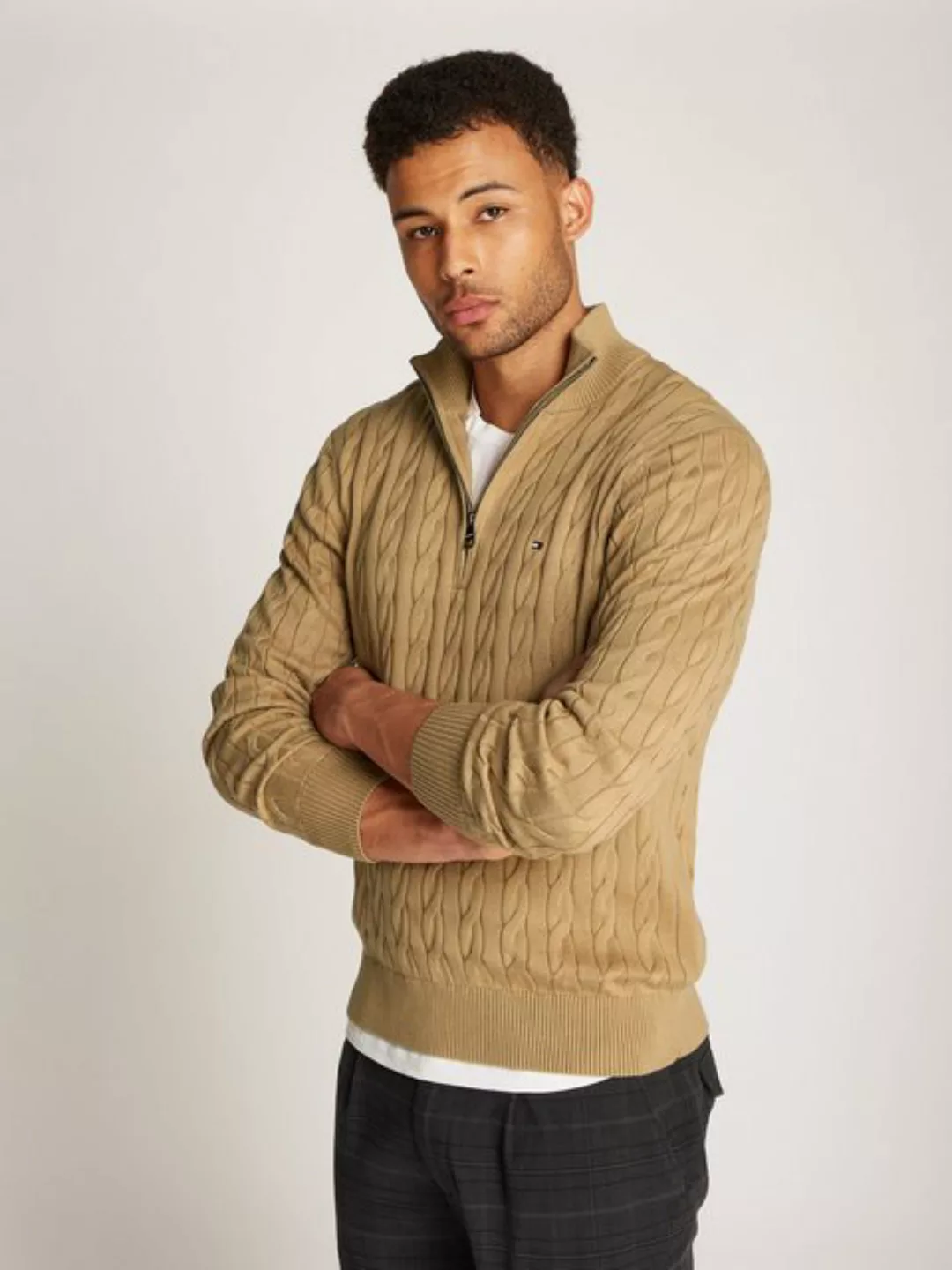 Tommy Hilfiger Strickpullover "CLASSIC COTTON CABLE ZIP MOCK", mit modische günstig online kaufen