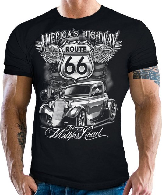 GASOLINE BANDIT® T-Shirt für Hotrod US-Car Muscle-Car Fans: Americas Highwa günstig online kaufen