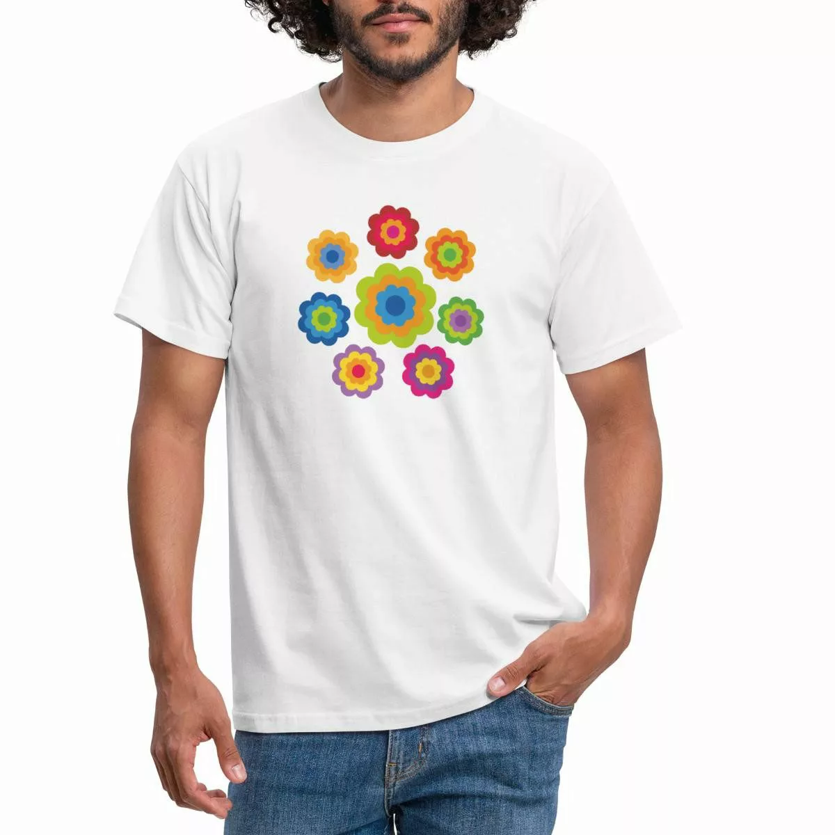 Spreadshirt T-Shirt 70er Jahre Hippie Flower günstig online kaufen