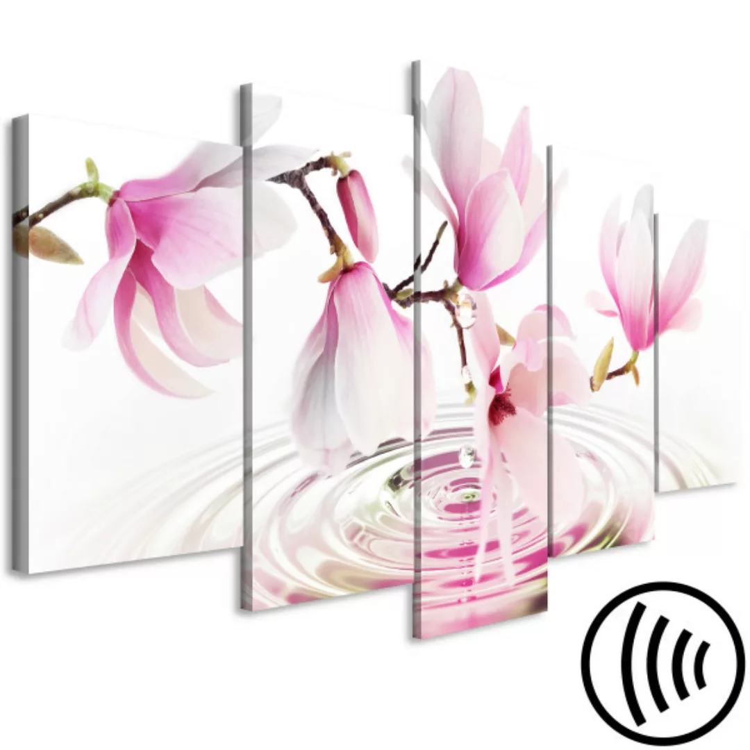 Wandbild Magnolias over Water (5 Parts) Wide Pink XXL günstig online kaufen