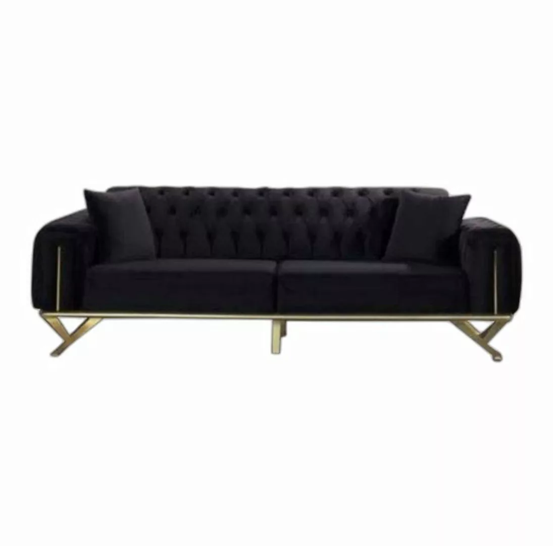 Xlmoebel Sofa Schwarze Chesterfield Sofabank Dreisitzer Kissenstuhl Couch, günstig online kaufen