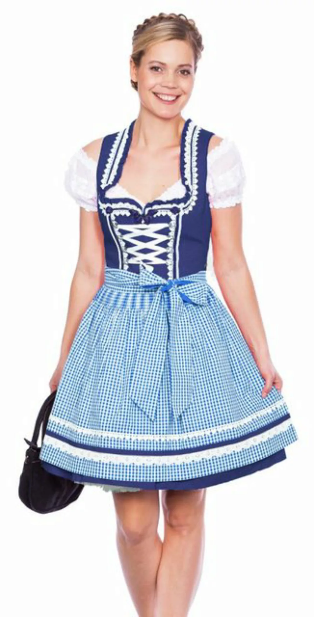 Krüger Madl Dirndl Miracle, Blau Weiß 50cm günstig online kaufen