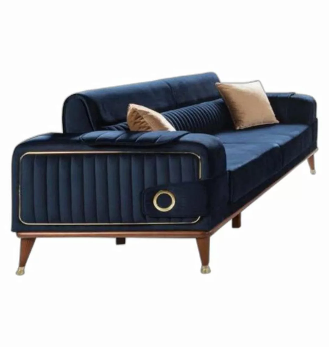 Xlmoebel Sofa Blaues Designer Sofa Samt Dreisitz Luxus Couch, 1 Teile, Herg günstig online kaufen