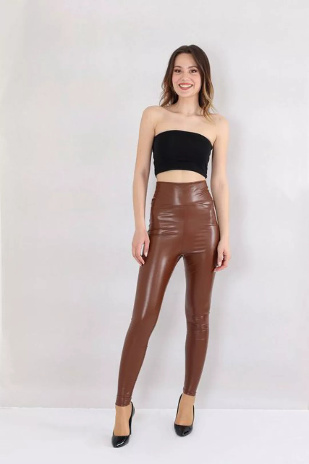 fashionshowcase Thermoleggings Damen Kunstlederleggings hoher Bund – mit In günstig online kaufen