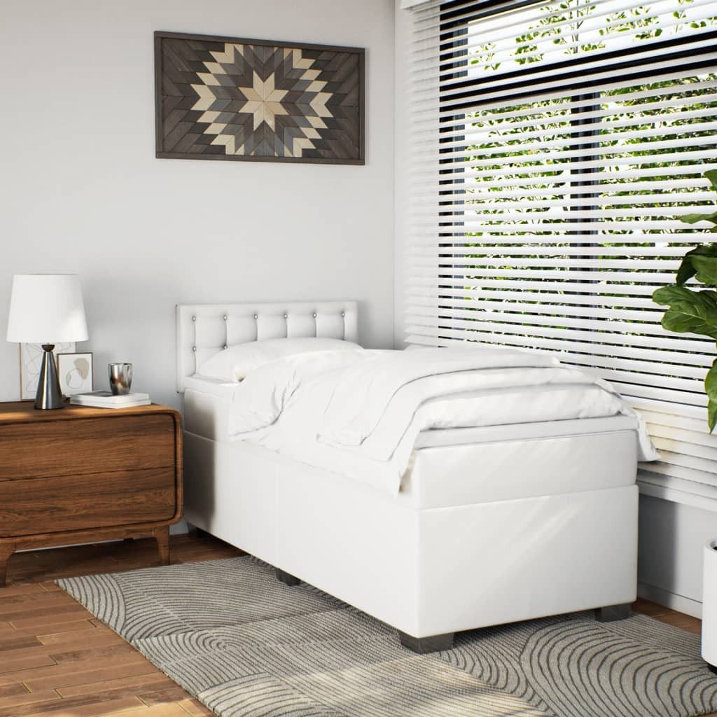 vidaXL Bett Boxspringbett mit Matratze Weiß günstig online kaufen