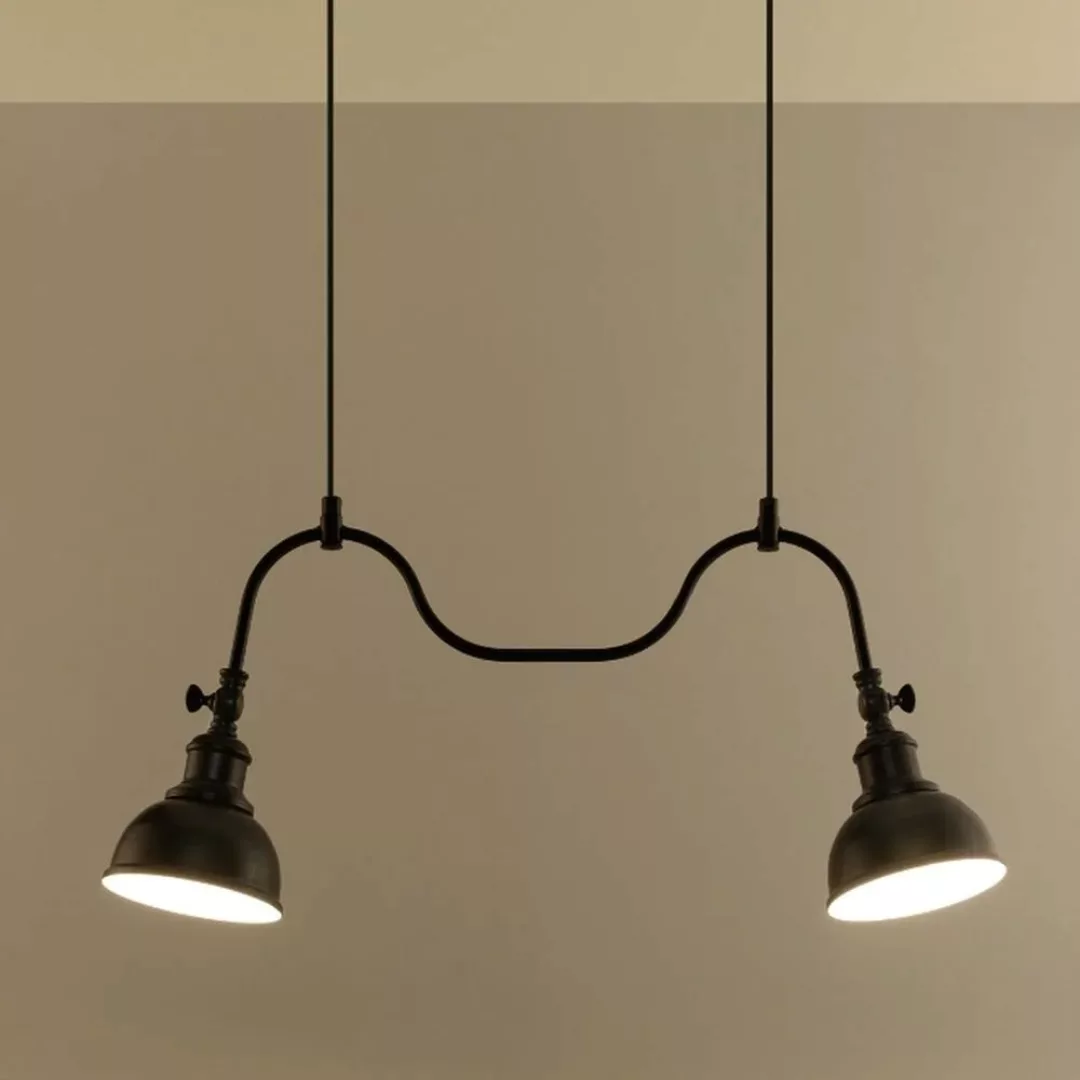 famlights | Pendelleuchte Inga aus Stahl in Schwarz E27 2 x 60 W günstig online kaufen