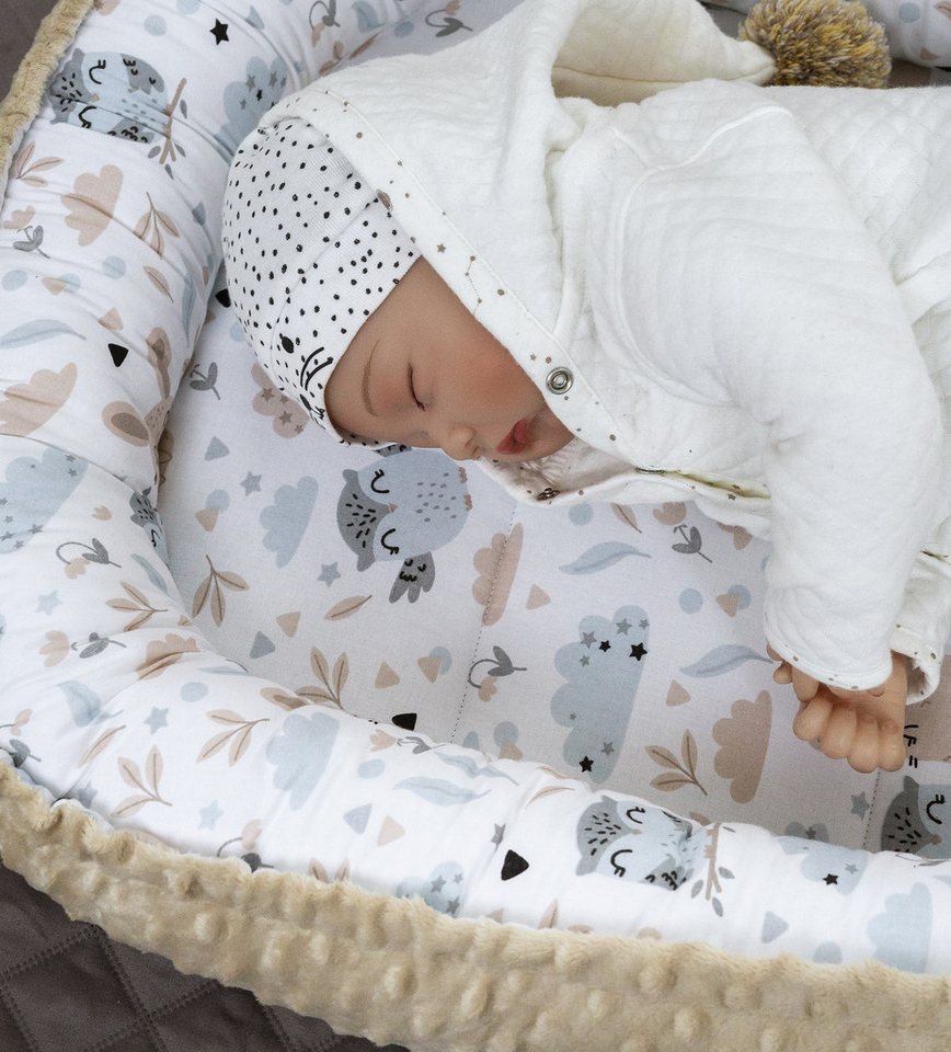 Loolay Baby-Reisebett HASE Beige Weiß/ MINKY Fleece BEIGE Babynest Babyauss günstig online kaufen