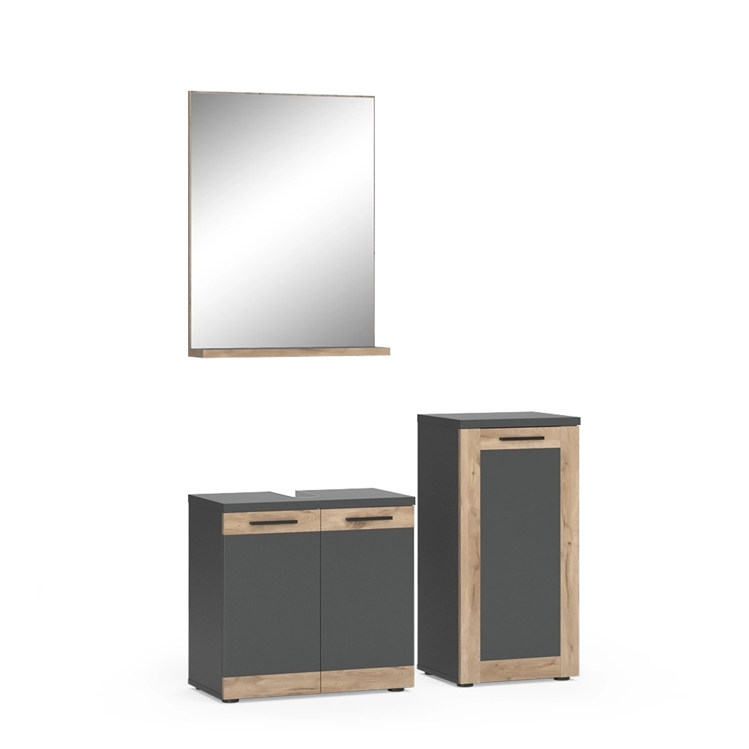 Vicco Badmöbel-Set Niko Anthrazit/Viking Oak mit Midischrank günstig online kaufen