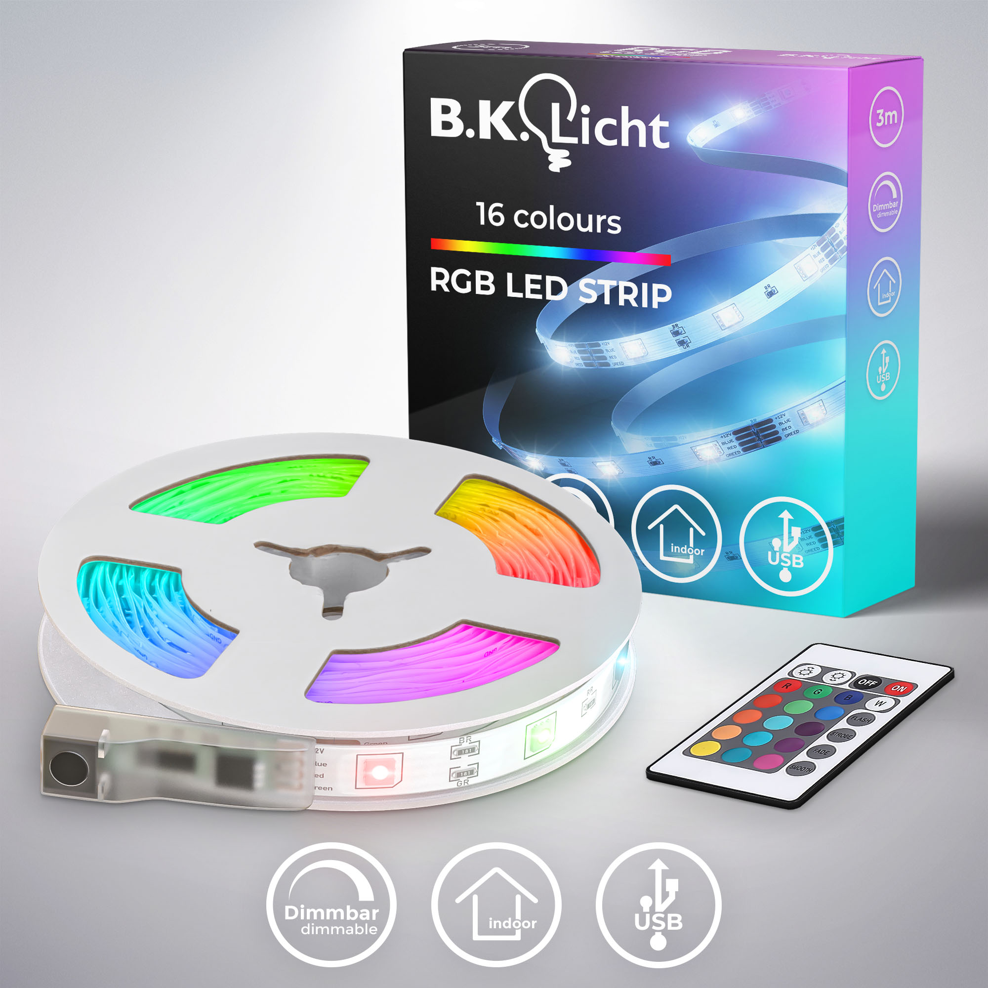 B.K.Licht LED Stripe »USB LED Strip, 3 m, mit Farbwechsel«, 90 St.-flammig, günstig online kaufen