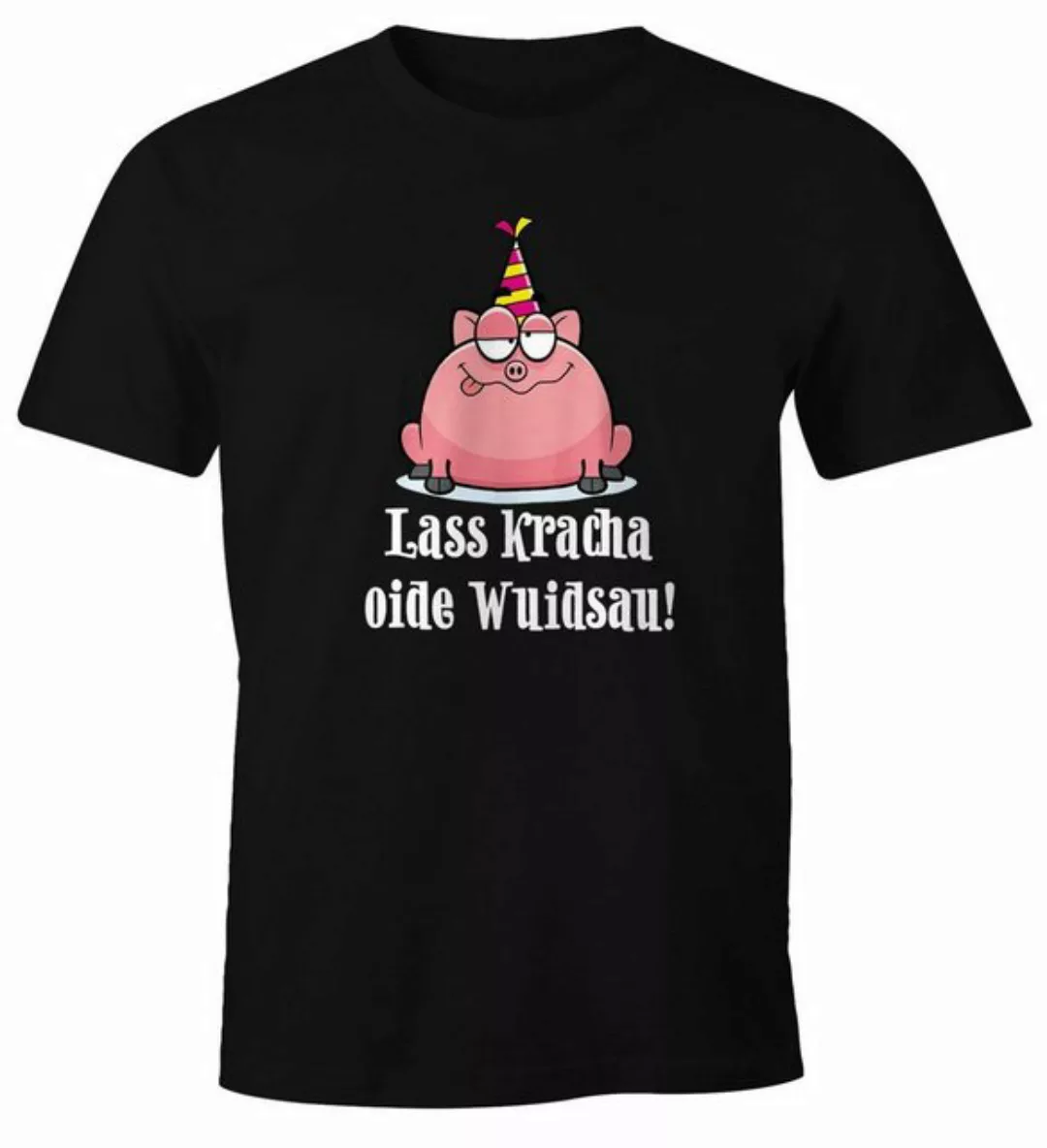 MoonWorks Print-Shirt Herren T-Shirt Geburtstag Schwein Spruch Lass kracha günstig online kaufen