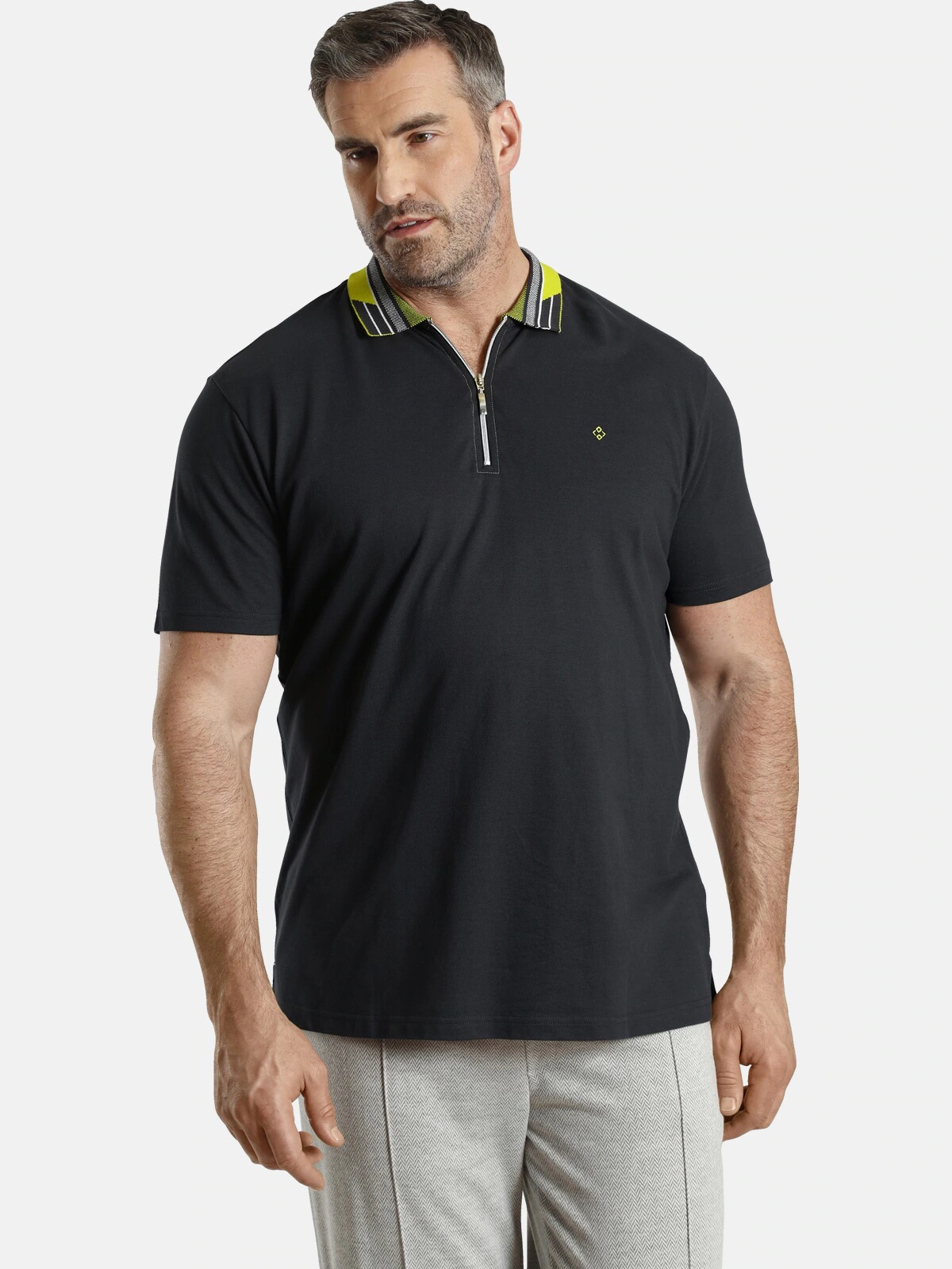 Charles Colby Poloshirt EARL REAGAN Flachstrickkragen mit Zipper günstig online kaufen