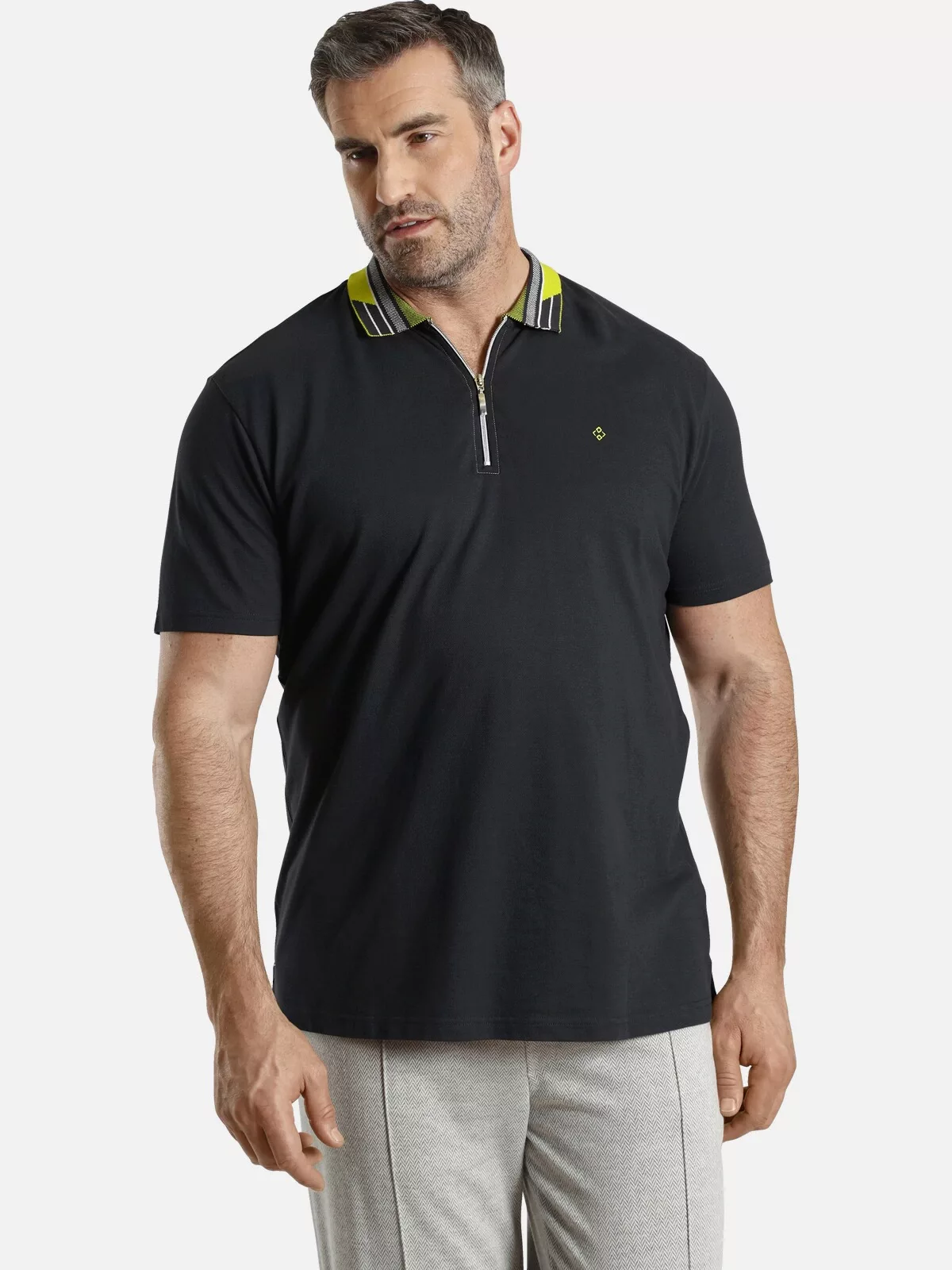 Charles Colby Poloshirt EARL REAGAN Flachstrickkragen mit Zipper günstig online kaufen