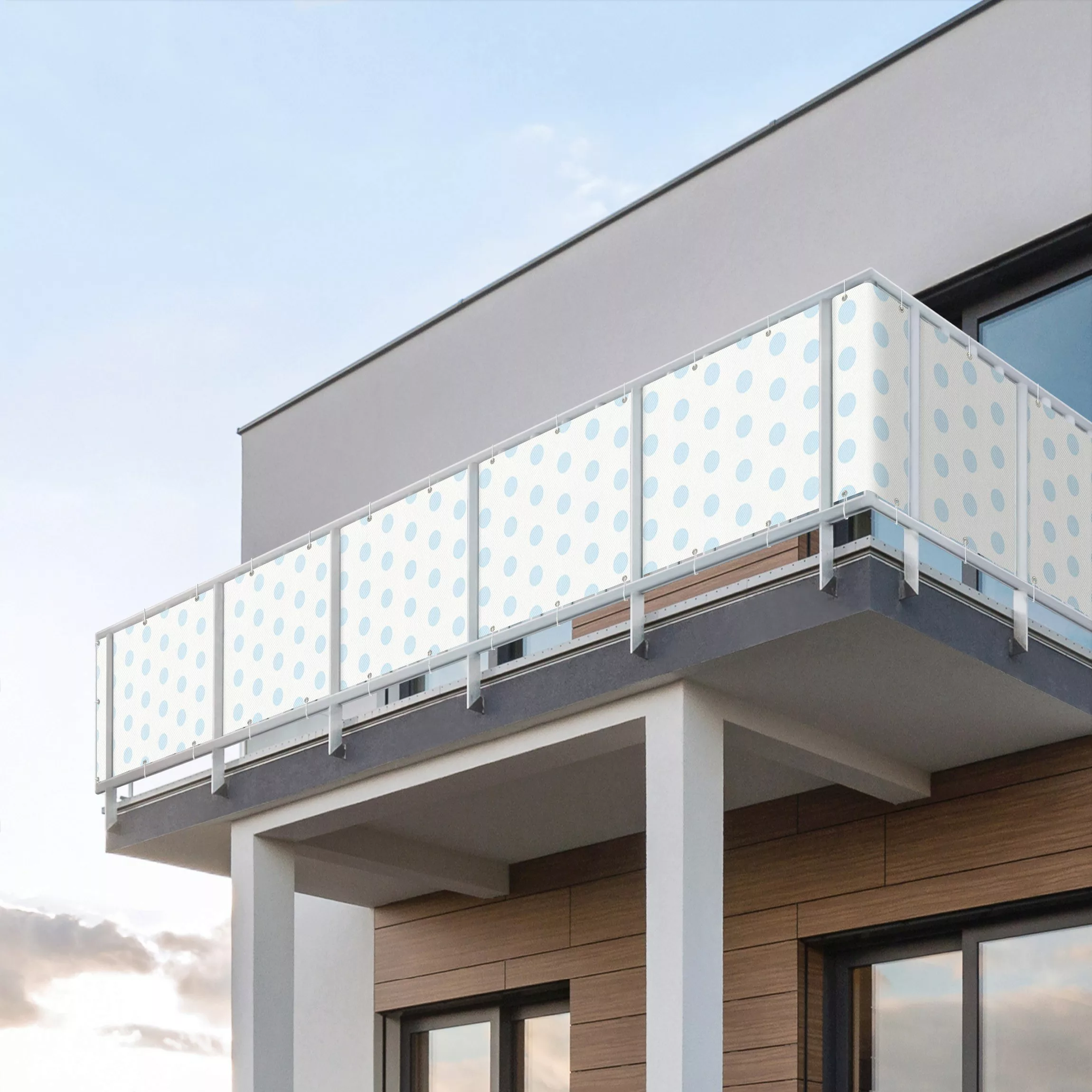 Balkon Sichtschutz Punkte in Himmelblau günstig online kaufen
