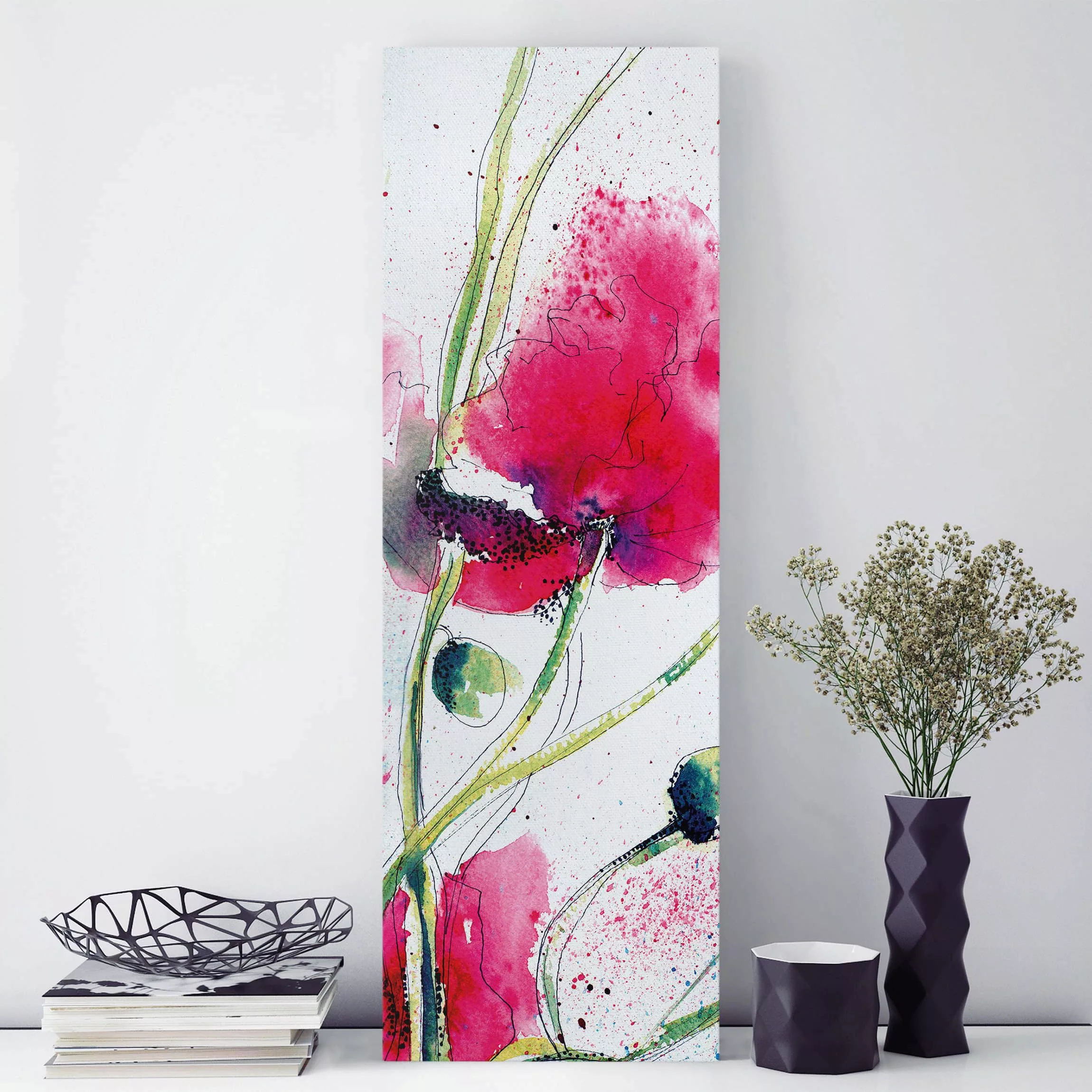 Leinwandbild Blumen - Hochformat Painted Poppies günstig online kaufen