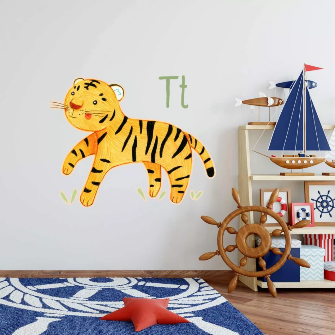 Wall-Art Wandtattoo »Tiger Tierwelt Buchstabe T«, (1 St.), selbstklebend, e günstig online kaufen