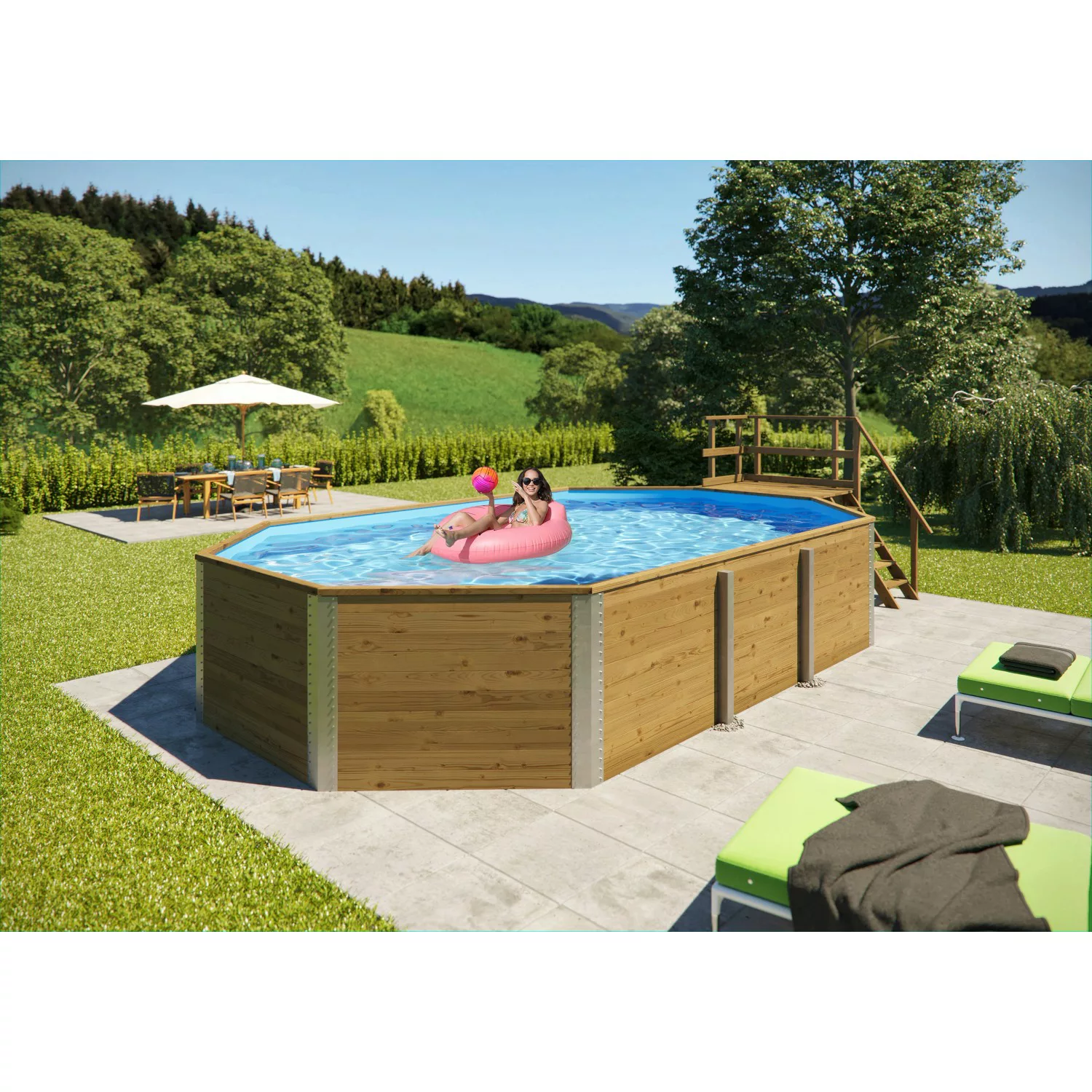 weka Achteckpool "Mali 4 mit Technikraum", (Set, 10 tlg.), BxLxH: 376x714x1 günstig online kaufen