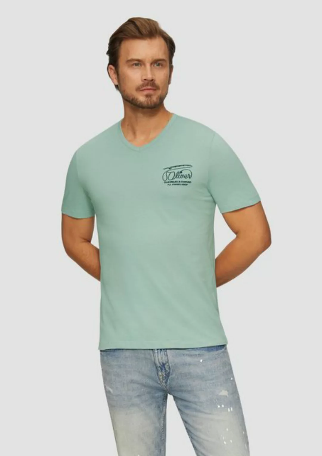 s.Oliver Kurzarmshirt T-Shirt mit Logostickerei günstig online kaufen