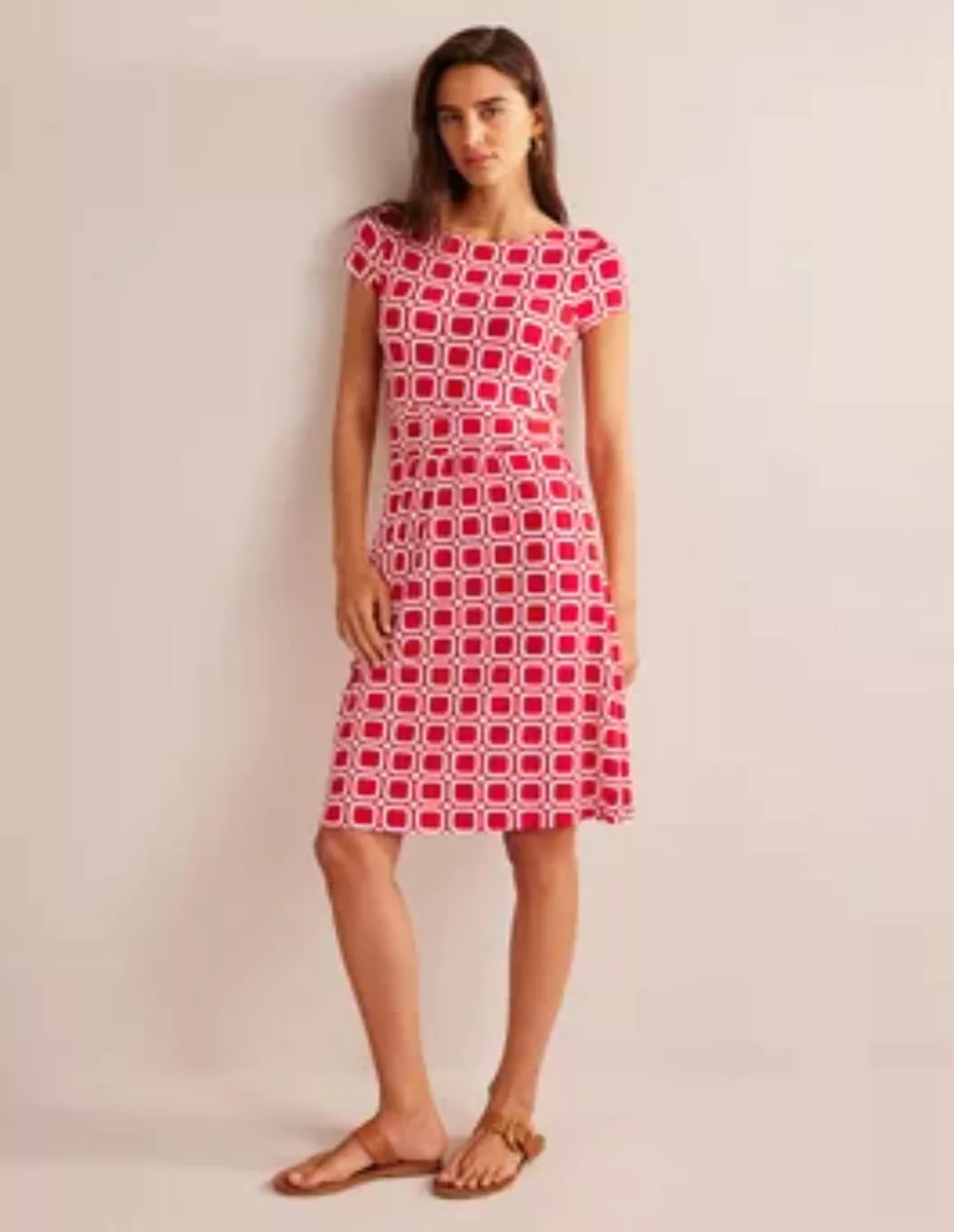 Amelie Jersey-Kleid Damen Boden, Pepperoni, Blockwürfel günstig online kaufen