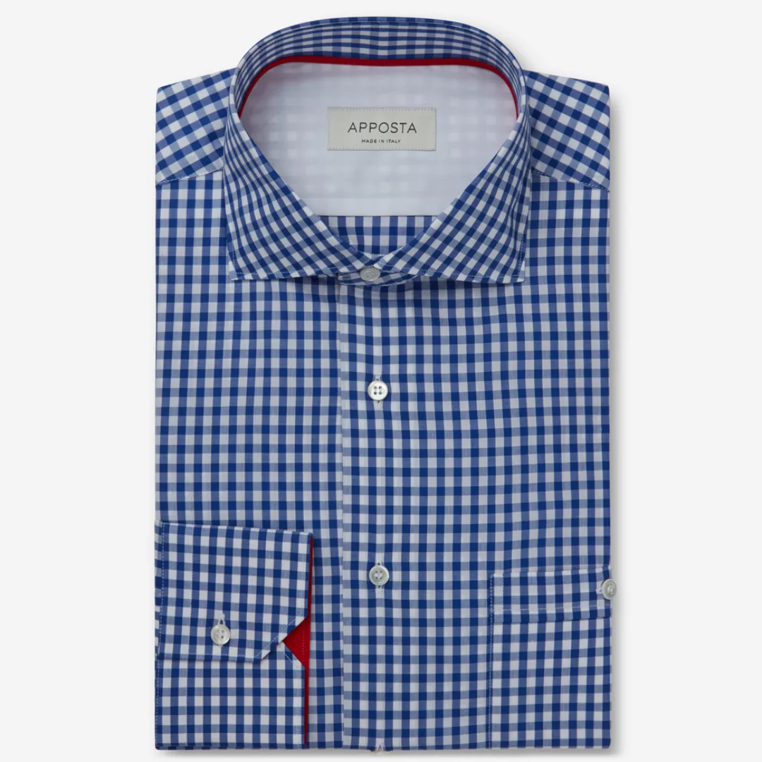 Hemd  karos gingham  marineblau 100% reine baumwolle zefir, kragenform  spr günstig online kaufen