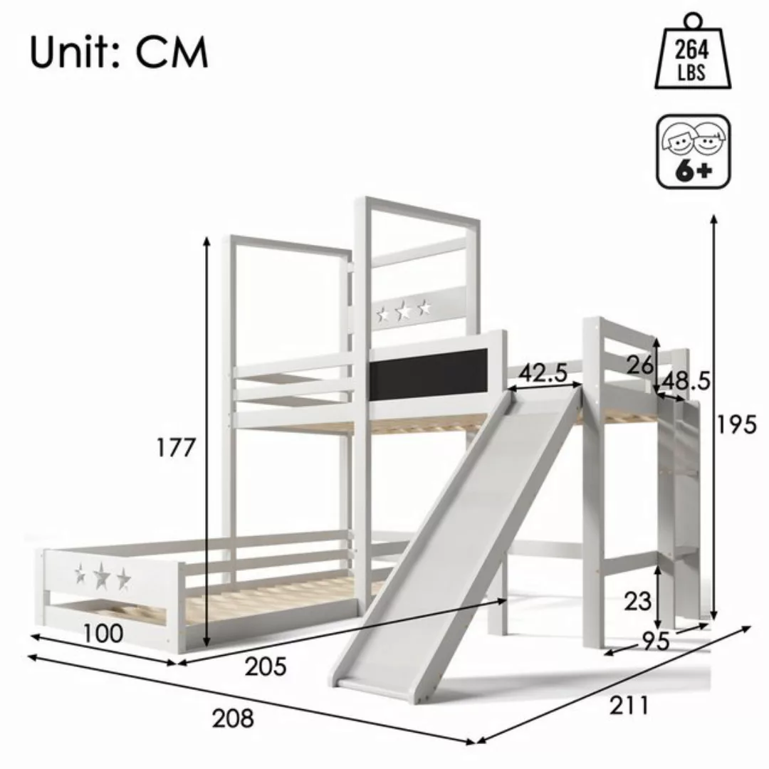 Odikalo Kinderbett Etagenbett Hochbett Tafel Rutsche m/o Treppe Stauraum 90 günstig online kaufen