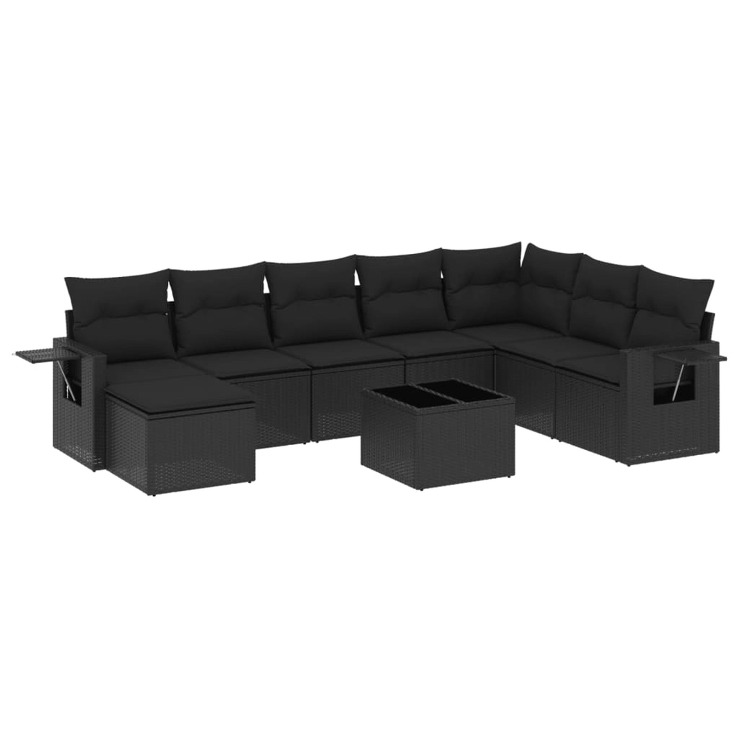 vidaXL 9-Tlg Garten-Sofagarnitur mit Kissen Schwarz Poly Rattan 3220564 günstig online kaufen