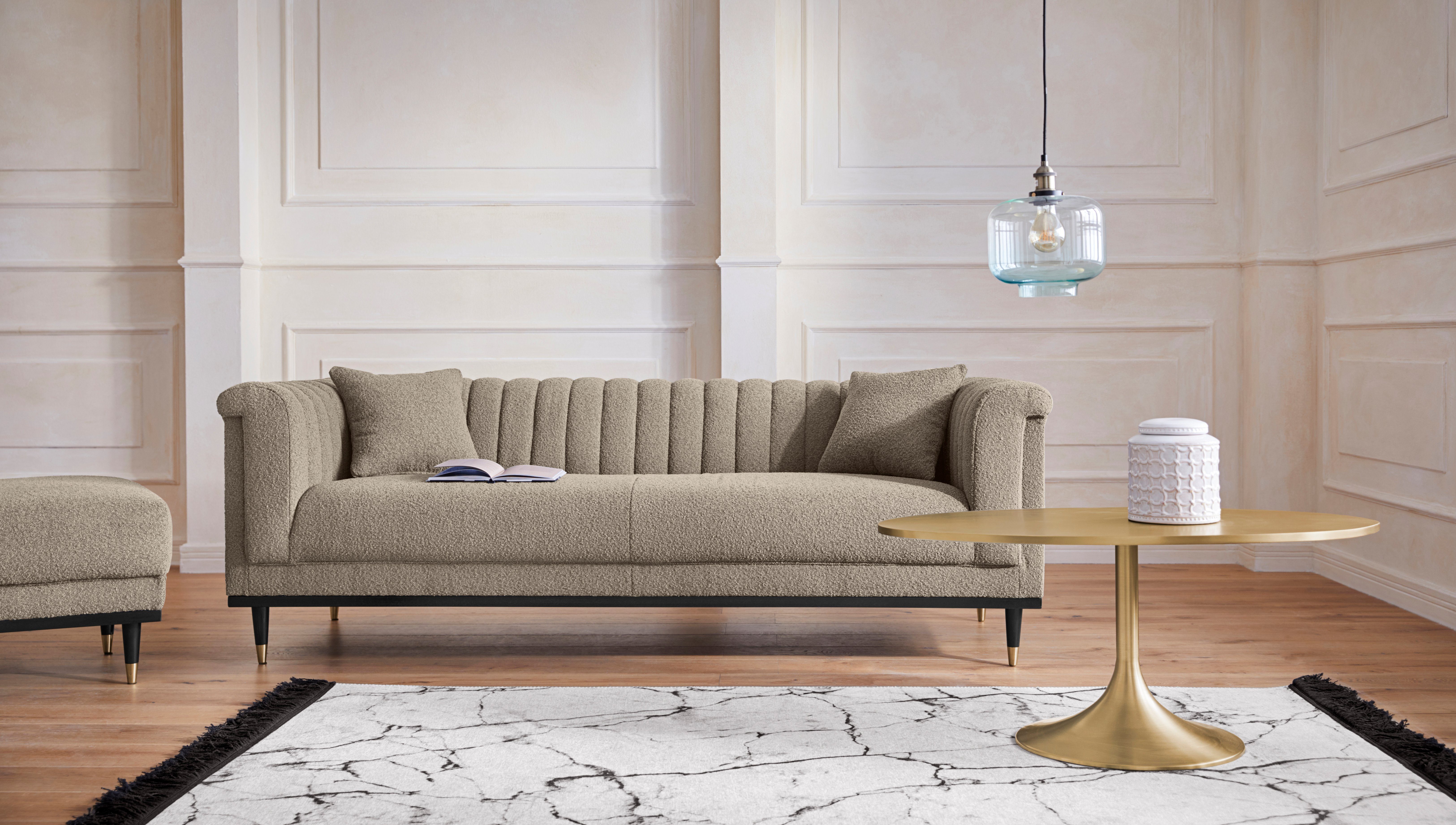Home affaire 3-Sitzer "Chamby New", im Bouclé-Strukturbezug mit Steppung im günstig online kaufen
