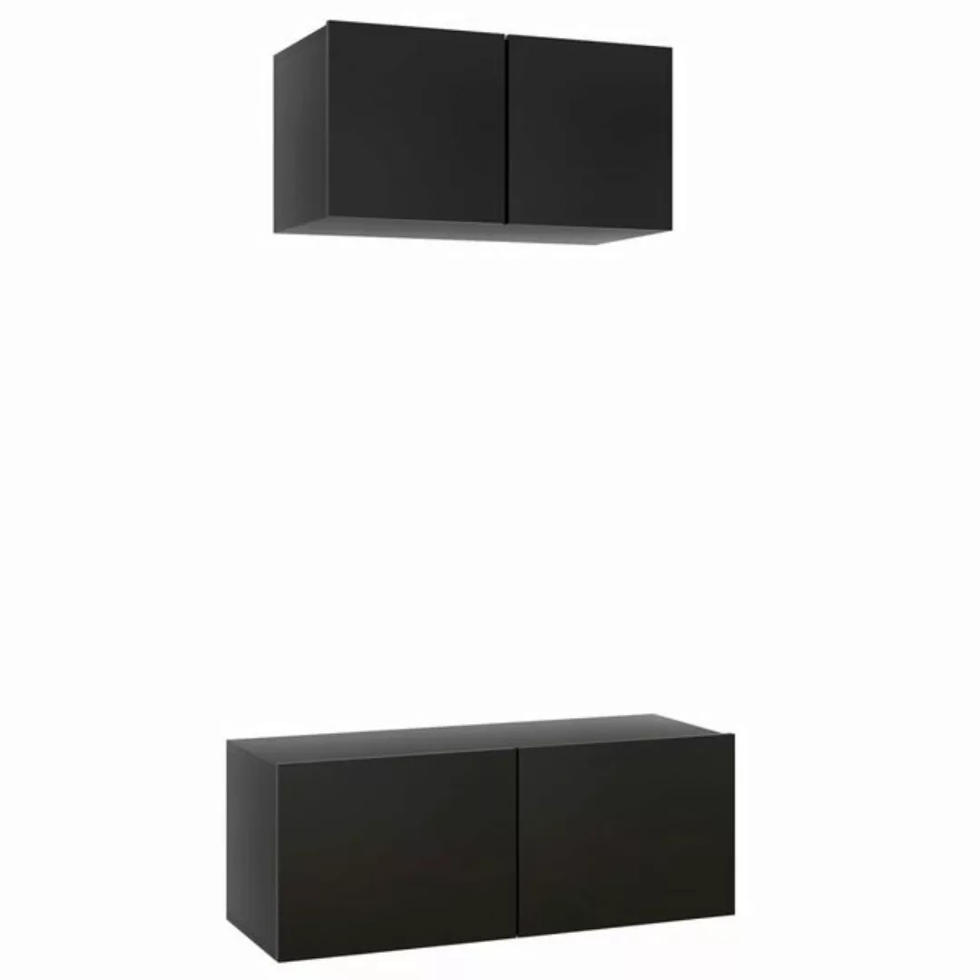 vidaXL TV-Schrank 2-tlg TV-Schrank-Set Schwarz Spanplatte günstig online kaufen