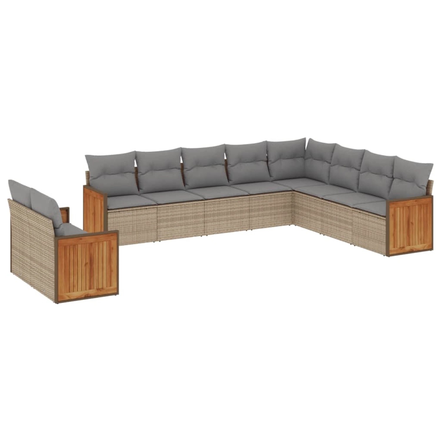 vidaXL 10-Tlg Garten-Sofagarnitur mit Kissen Beige Poly Rattan 3227795 günstig online kaufen