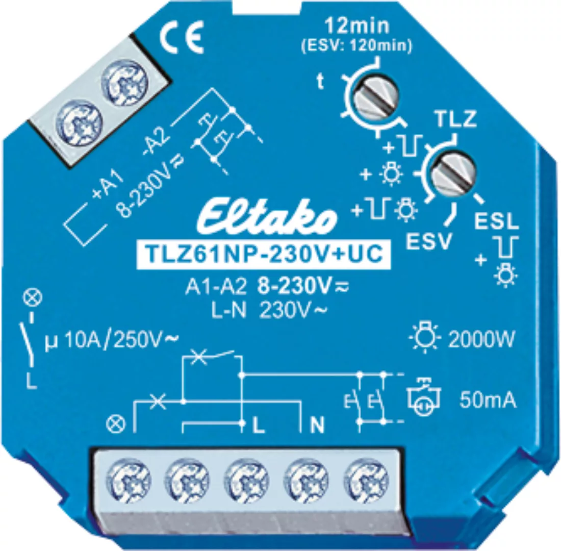 Eltako Treppenlichtzeitschalter 8-230VUC,1S,16A TLZ61NP-230V+UC günstig online kaufen