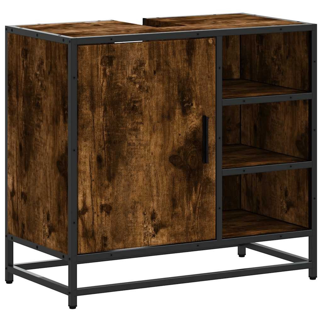 vidaXL Badezimmer-Set Waschbeckenunterschrank Räuchereiche 65x33x60 cm günstig online kaufen