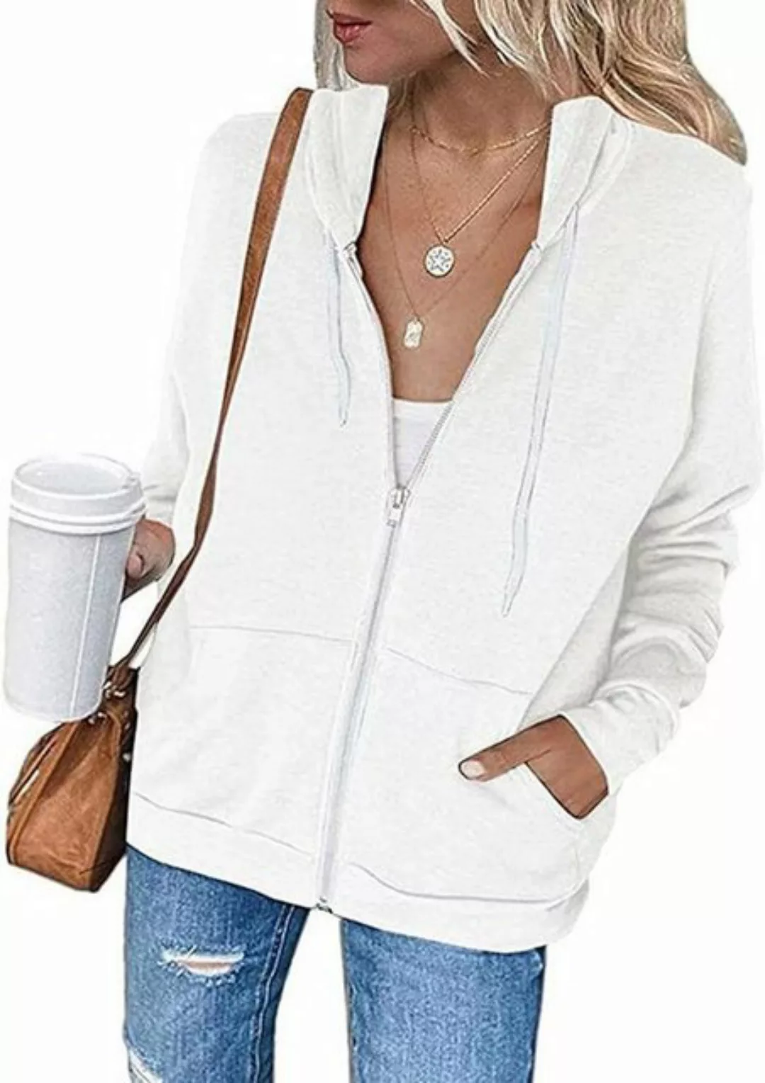 FIDDY Wintermantel Damen Kapuzenjacke Einfarbig Kapuzenpullover Jacke Kapuz günstig online kaufen