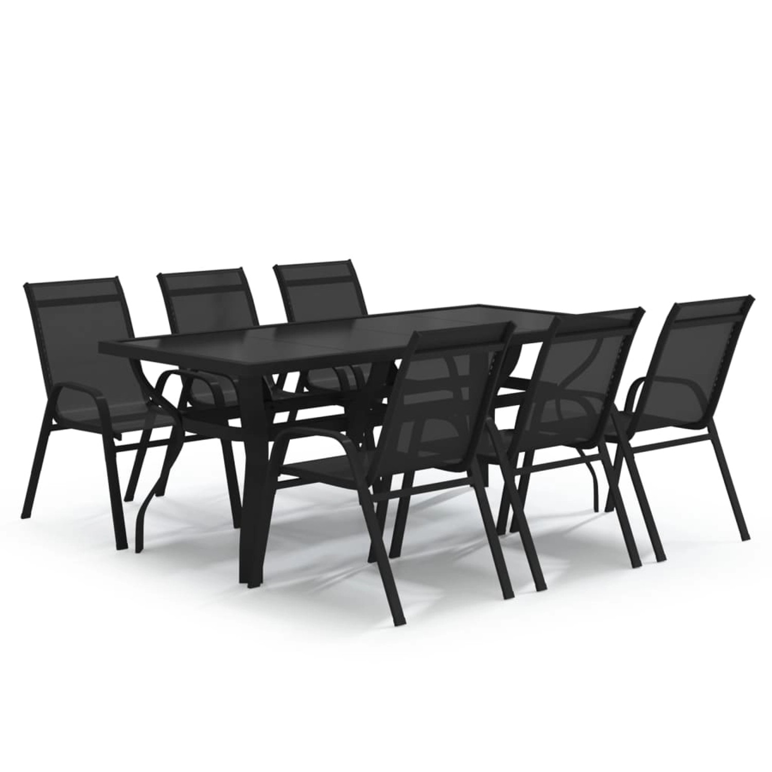 vidaXL 7-Tlg Garten-Essgruppe Schwarz 3095986 günstig online kaufen