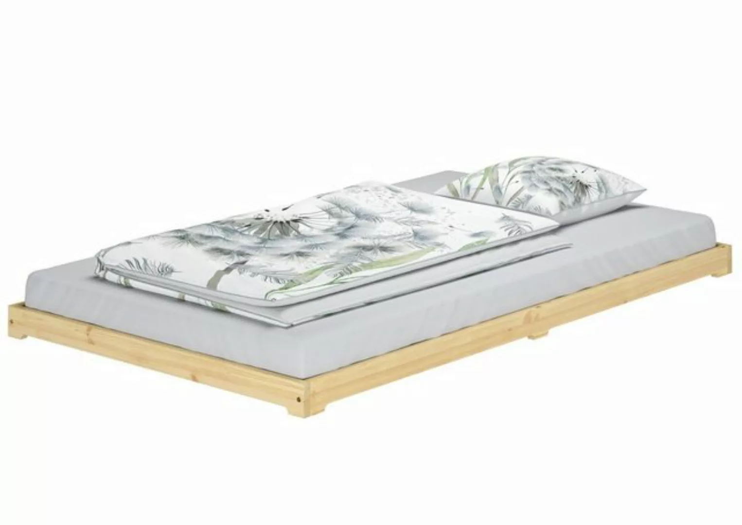 ERST-HOLZ Bett Extra niedriges Futonbett Jugendbett 120x200 Kiefer natur, K günstig online kaufen