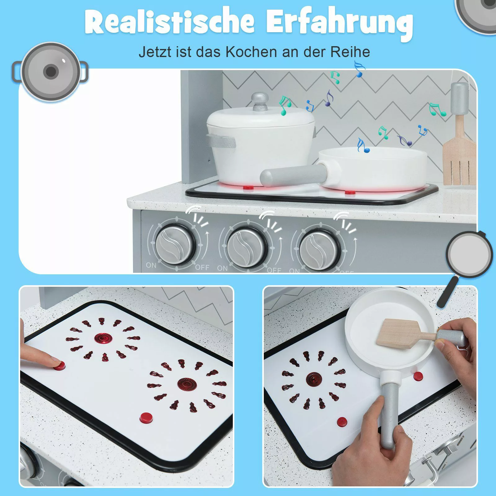 COSTWAY Spielküche Kinderküche, aus Holz, mit günstig online kaufen