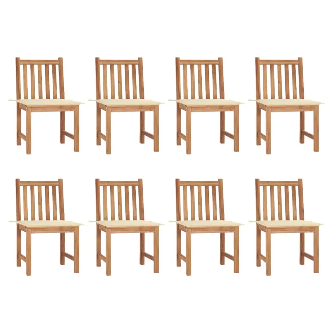 Gartenstühle 8 Stk. Mit Kissen Massivholz Teak günstig online kaufen