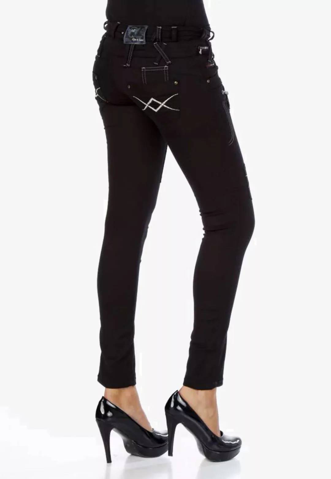 Cipo & Baxx Slim-fit-Jeans, mit doppeltem Bund in Skinny Fit günstig online kaufen